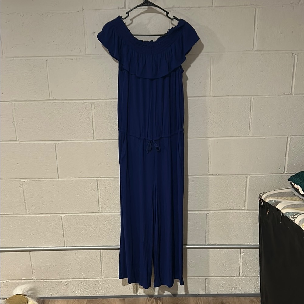 Ralph Lauren Blue Off-Shoulder Jumpsuit